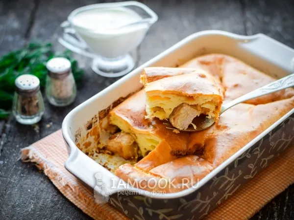 Фото блюда: Пирог из жидкого теста с мясом