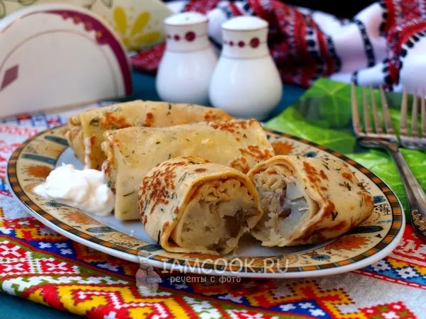 Фото блюда: Блины с картошкой и грибами