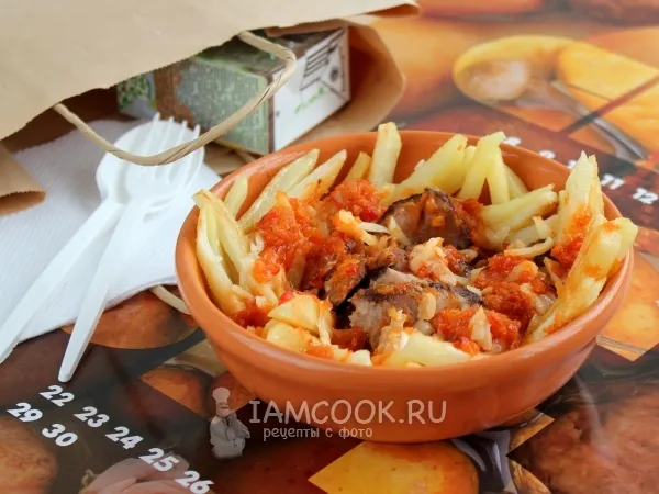 Фото блюда: Путин/Poutine из картофеля с сыром и соусом