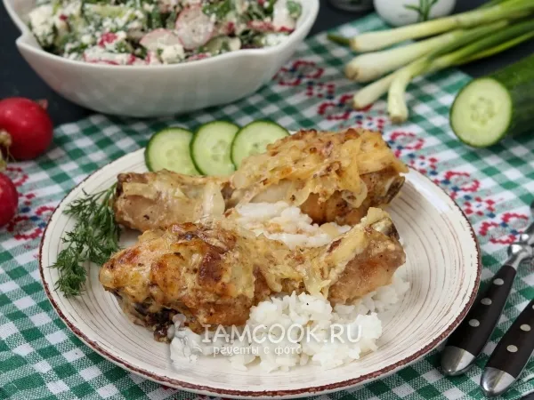 Фото блюда: Курица в луково-молочном соусе в духовке