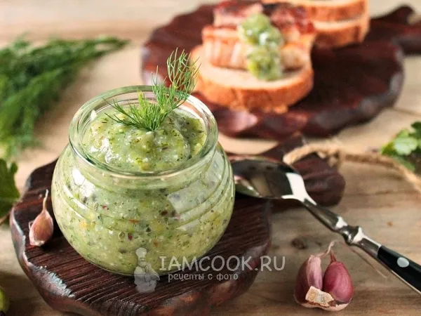 Фото блюда: Приправа из крыжовника с чесноком на зиму