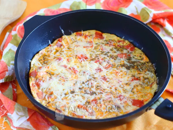 Фото блюда: Омлет с креветками и помидорами