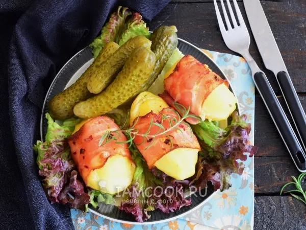 Фото блюда: Картошка с беконом и сыром в духовке