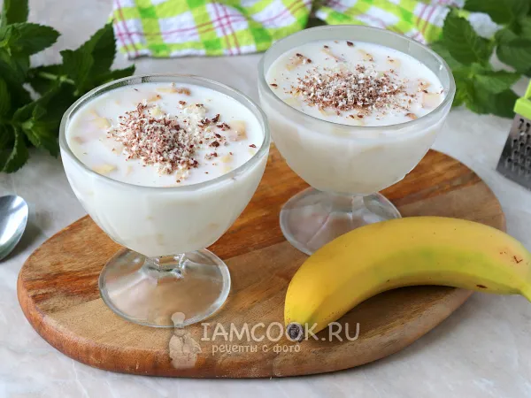 Фото блюда: Сметанное желе с бананами