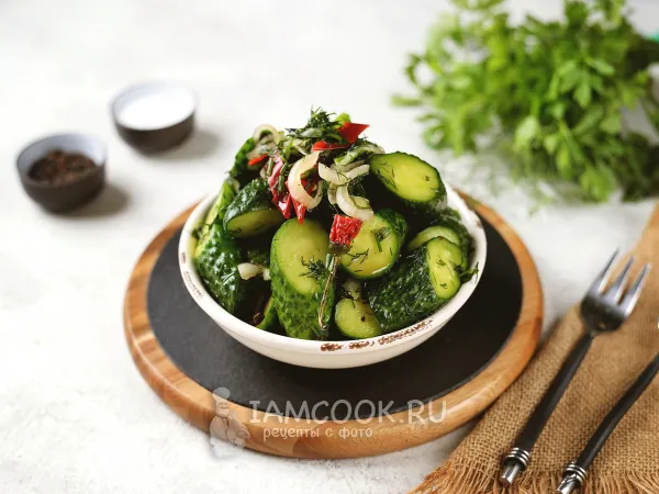 Фото блюда: Малосольные огурцы в пакете без чеснока