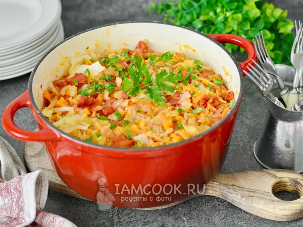 Фото блюда: Ленивые голубцы с тушеной капустой