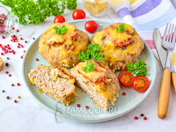 Фото блюда: Гнезда из фарша с грибами в духовке