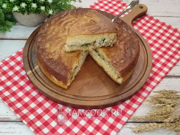 Фото блюда: Заливной пирог с капустой и рыбой