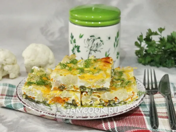 Фото блюда: Цветная капуста и стручковая фасоль в духовке