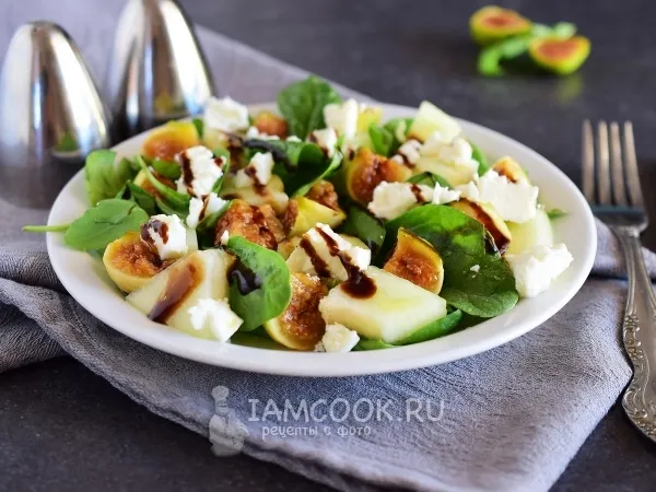 Фото блюда: Салат с инжиром, дыней и фетой