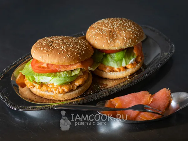 Фото блюда: Бургер с лососем