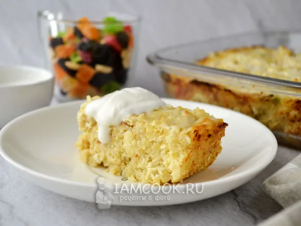 Фото блюда: Творожная запеканка с пшеном и яблоком