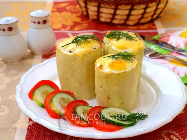 Фото блюда: Бочонки из кабачков с мясным фаршем