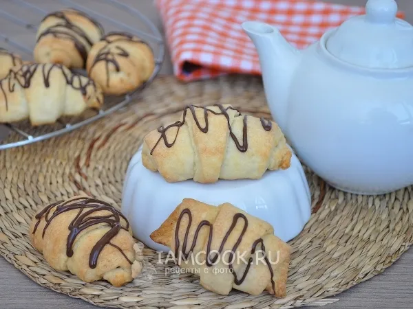Фото блюда: Рогалики с шоколадом на маргарине и йогурте