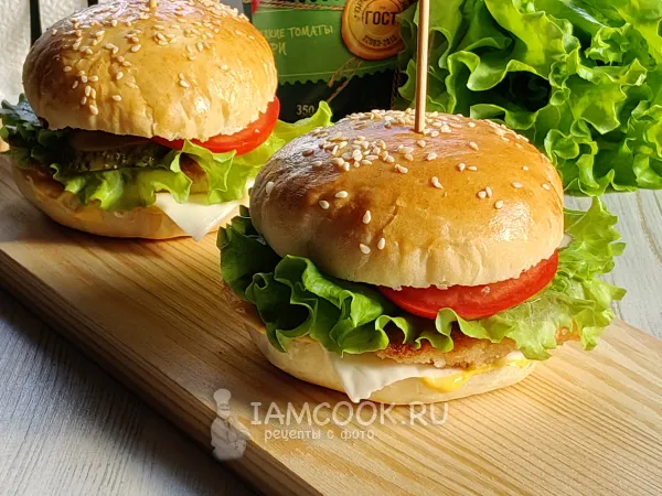 Фото блюда: Чикенбургер с наггетсами