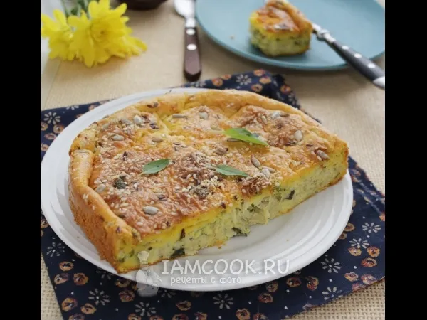 Фото блюда: Заливной пирог с капустой на сметане