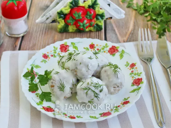 Фото блюда: Тефтели из индейки в сливочном соусе