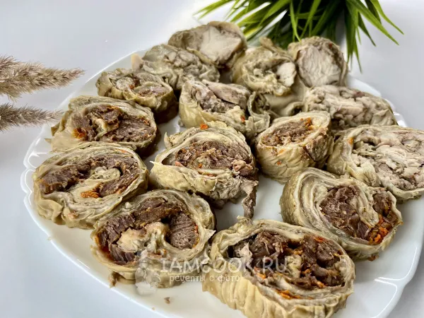 Фото блюда: Рулет из требухи (рубца)