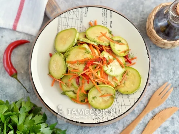 Фото блюда: Кабачки по-корейски быстрого приготовления кружочками