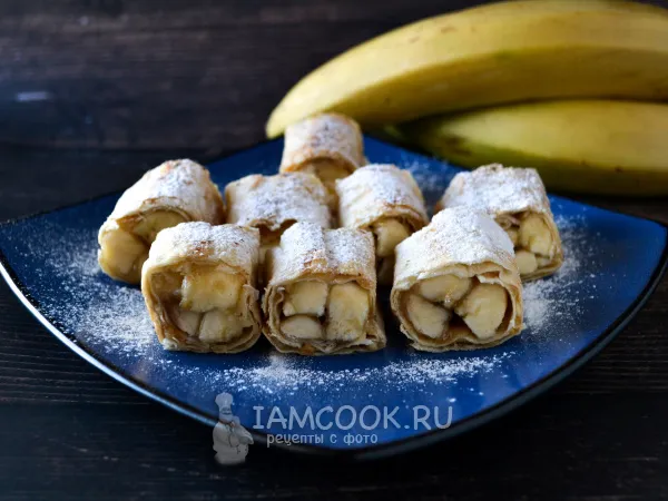 Фото блюда: Рулетики из лаваша с бананом