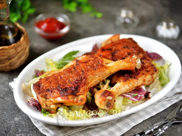 Фото блюда: Куриные окорочка с хрустящей корочкой на сковороде