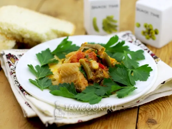 Фото блюда: Треска тушеная с овощами в мультиварке