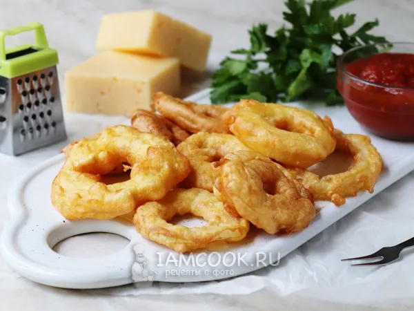 Фото блюда: Луковые кольца с сыром в кляре