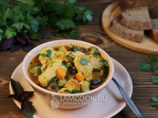 Фото блюда: Тушеный кролик с овощами