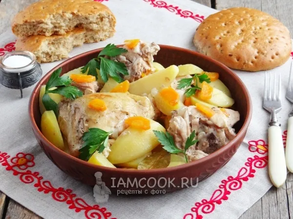 Фото блюда: Курица с картошкой в банке в духовке