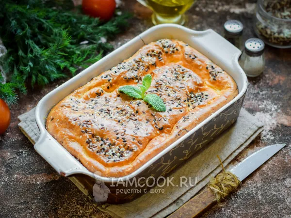 Фото блюда: Шарлотка с капустой на кефире и майонезе