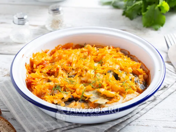 Фото блюда: Камбала под маринадом из моркови и лука в духовке