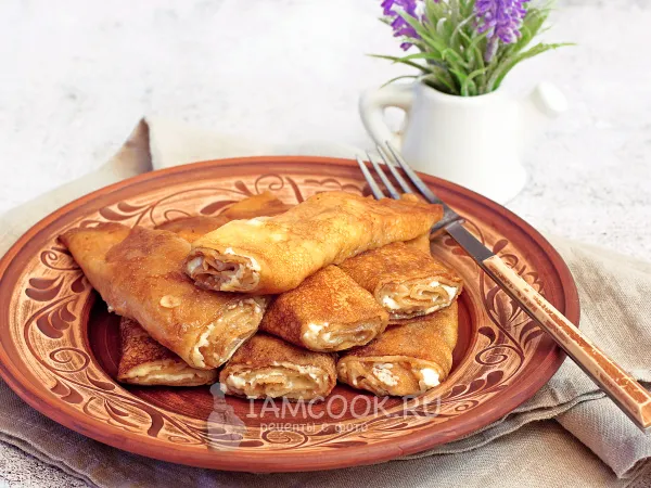 Фото блюда: Блинчики с творогом на топленом молоке