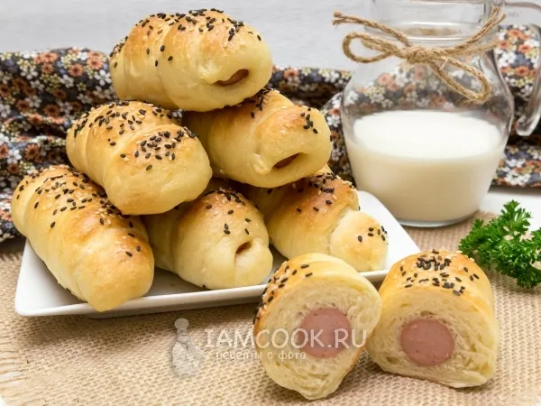 Фото блюда: Сосиски в дрожжевом тесте