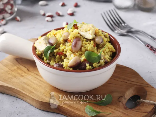 Фото блюда: Булгур с курицей и фасолью