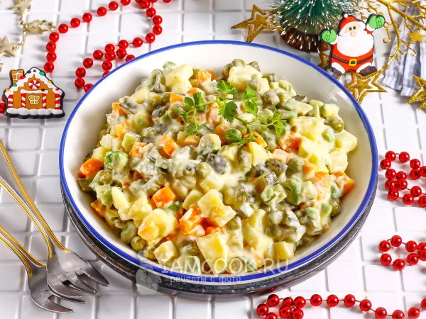 Фото блюда: Постный Оливье с авокадо вместо колбасы