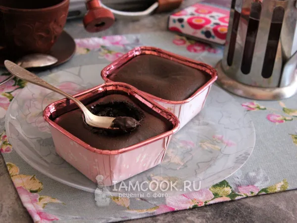 Фото блюда: Брауни с жидким шоколадом внутри