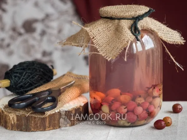 Фото блюда: Компот из красного и зелёного крыжовника на зиму