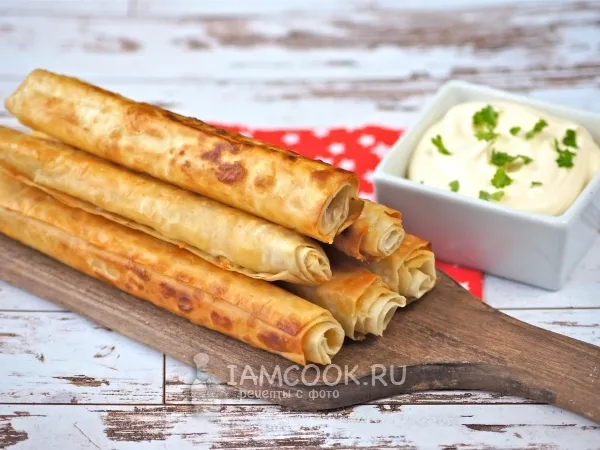 Фото блюда: Трубочки из лаваша с сыром