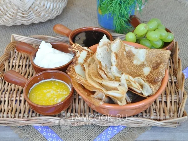 Фото блюда: Тонкие блинчики на воде