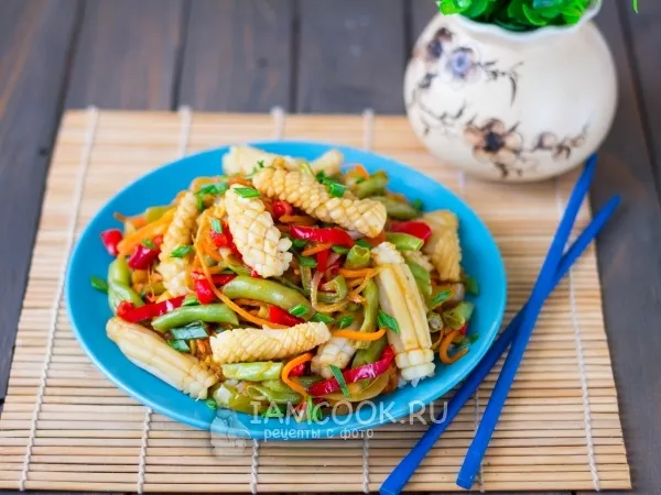 Фото блюда: Стир-фрай из кальмаров с овощами