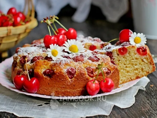 Фото блюда: Пирог со свежей черешней в духовке