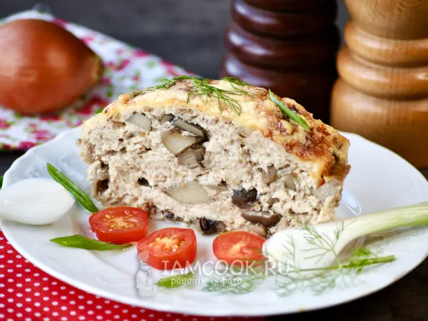 Фото блюда: Запеканка из фарша с грибами