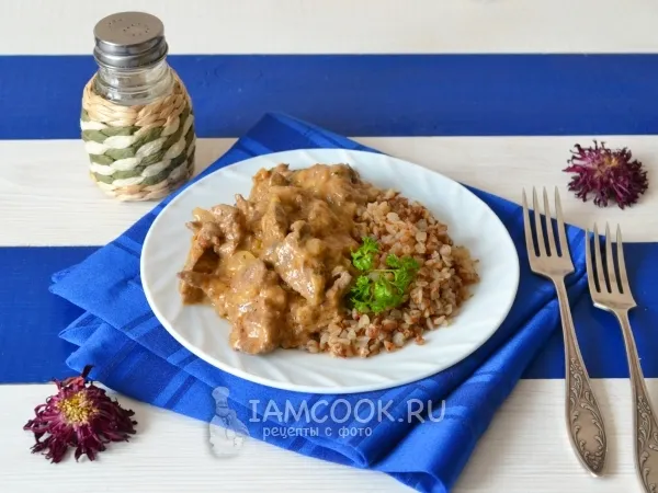 Фото блюда: Бефстроганов из куриной печени