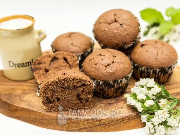Фото блюда: Шоколадные маффины с шоколадными каплями