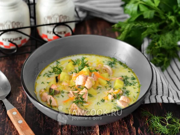 Фото блюда: Суп из горбуши с плавленым сыром