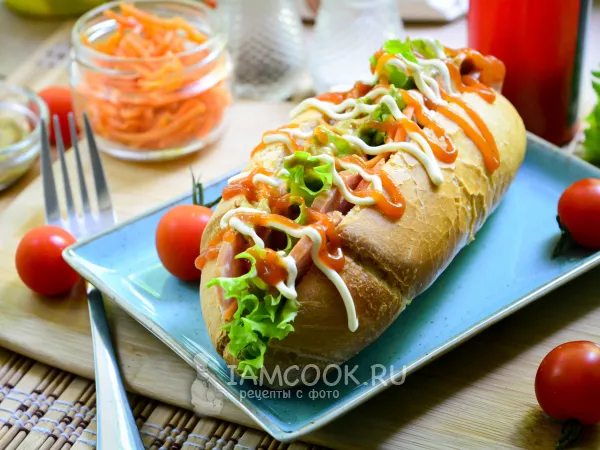 Фото блюда: Хот-дог с колбасой