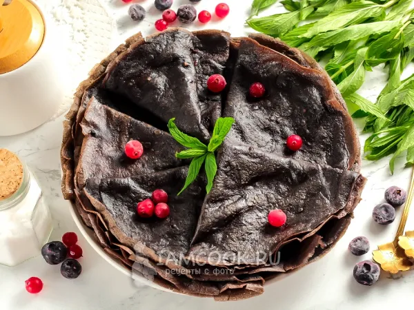 Фото блюда: Чёрные блины (с красителем)