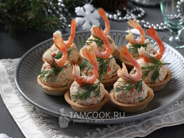 Фото блюда: Тарталетки с крабовыми палочками и креветками