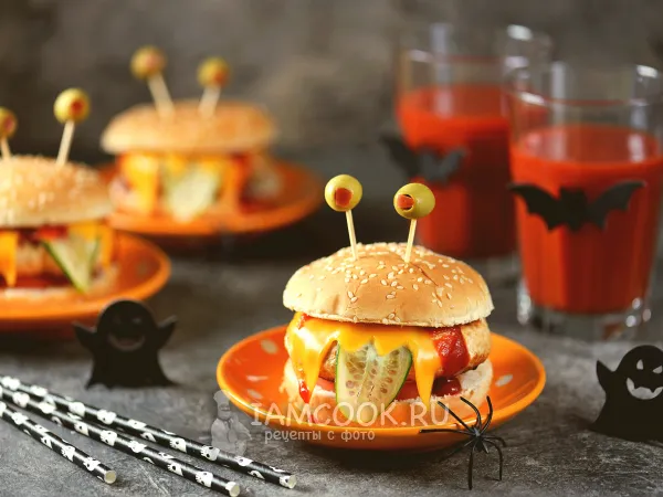 Фото блюда: Бургеры «Монстры» на Хэллоуин