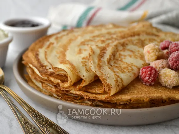 Фото блюда: Блины на кефире с манкой и дрожжами